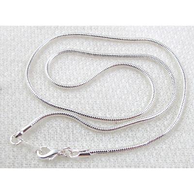 silver plated copper Necklace, snake chain, nickel free