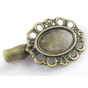 copper claw with bezel tray, antique bronze, nickel free