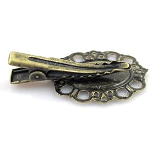 copper claw with bezel tray, antique bronze, nickel free