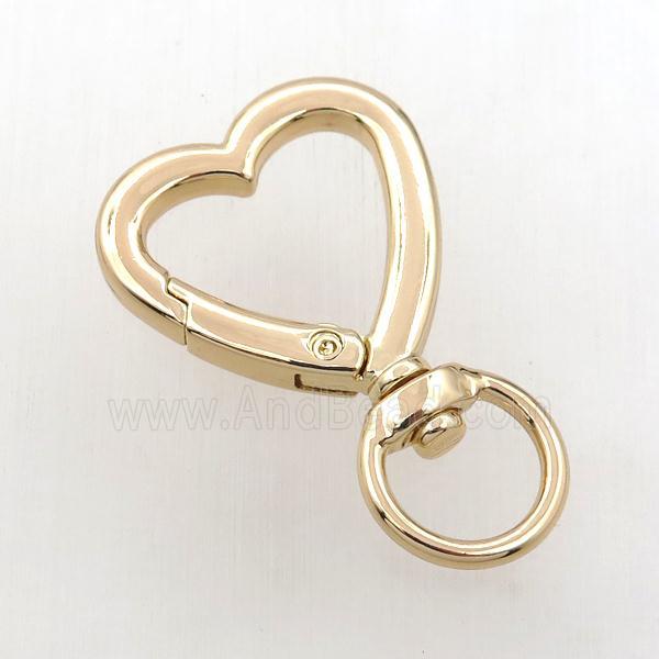 copper keychain clasp, heart, gold plated, approx 26mm (FD10900) 