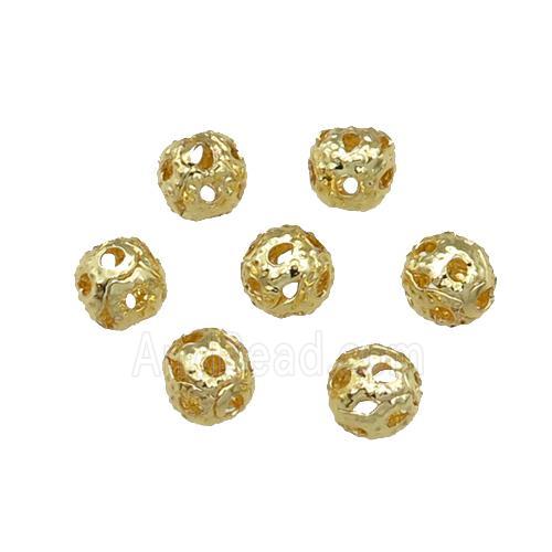 round copper ball Beads, hollow, unfade, gold plated