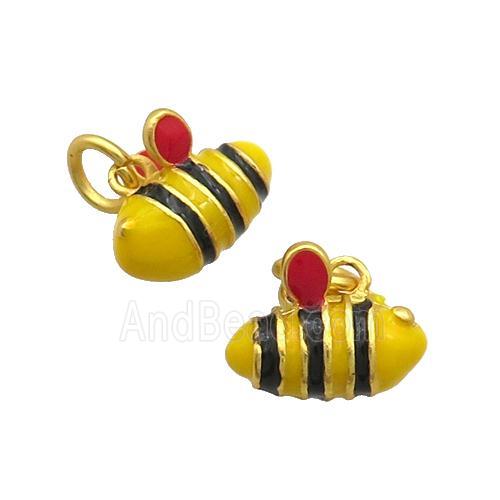Alloy Honeybee Pendant Yellow Enamel Duck Gold