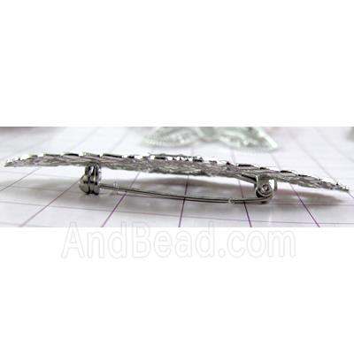Baroque Brooch, Copper, Platinum Plated
