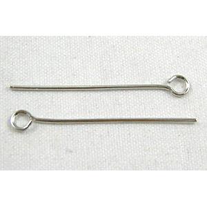 Eye Pins, iron, platinum plated