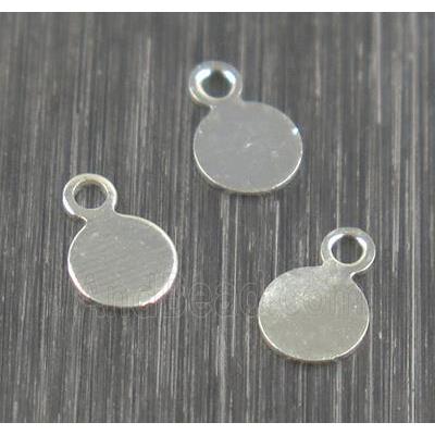 Brass circle pendant, silver plated