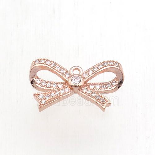 copper knot pendant paved zircon, rose gold