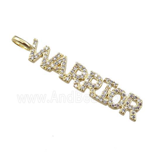 copper WARRIOR pendant pave zircon, gold plated
