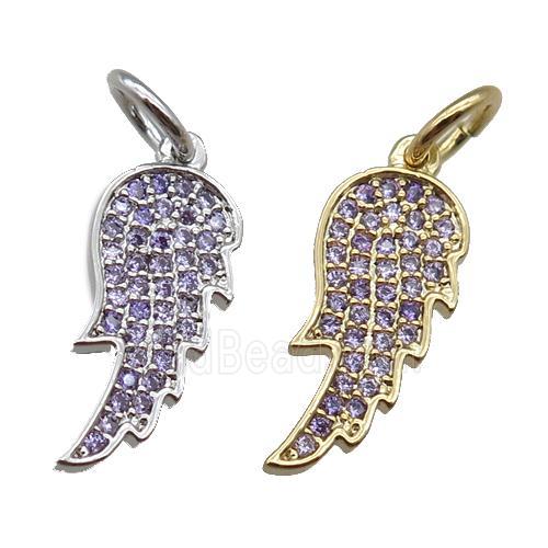 copper angelwing pendant pave zircon, mix