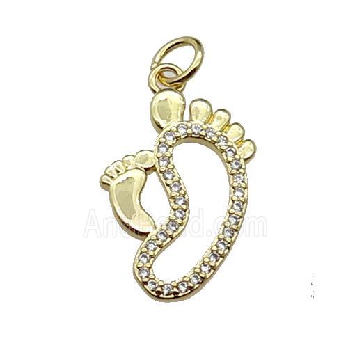 copper babyfeet pendant pave zircon, gold plated