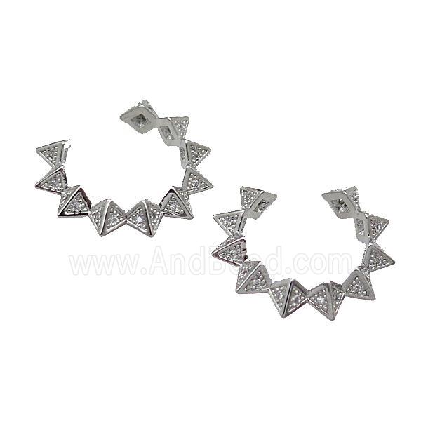 copper clip earring pave zircon platinum plated