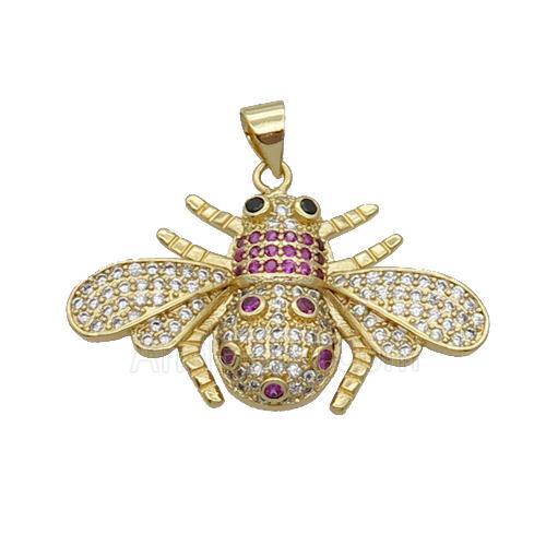 Copper Honeybee Pendant Pave Zircon Gold Plated