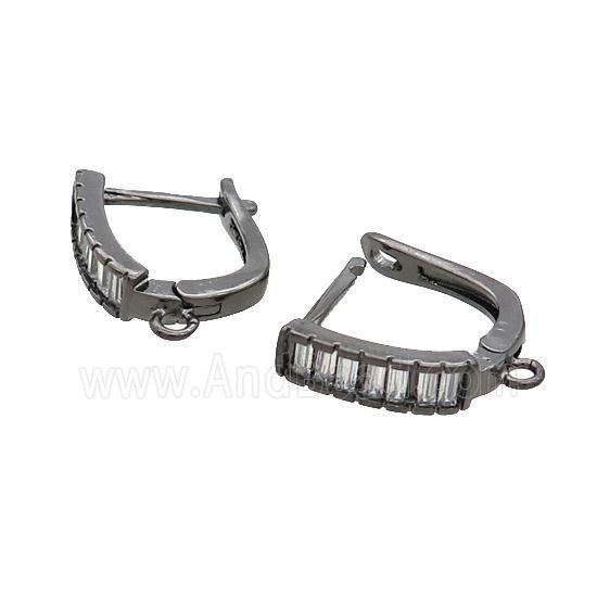 Copper Latchback Earring Pave Zircon Black Plated