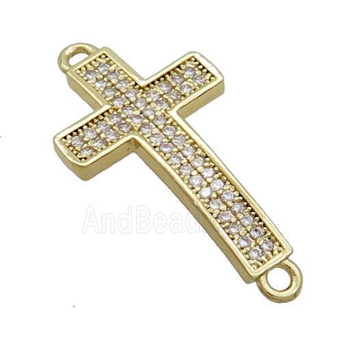 Copper Cross Connector Pave Zircon Gold Plated