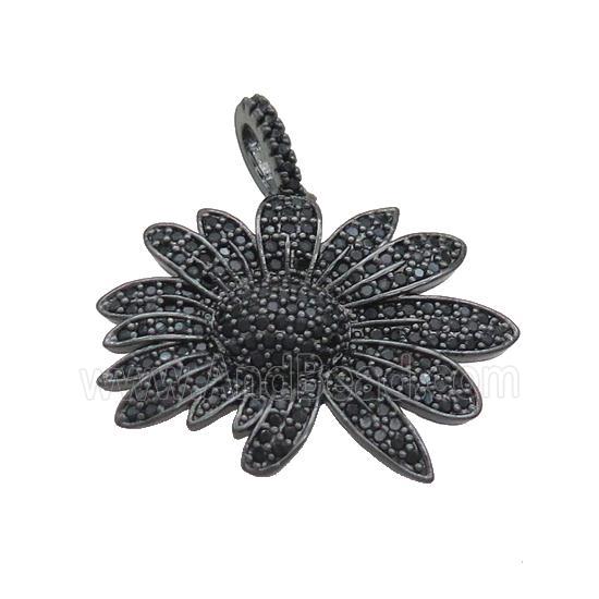 Copper Sunflower Pendant Pave Zircon Black Plated