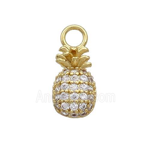 Copper Pineapple Pendant Pave Zirconia Gold Plated