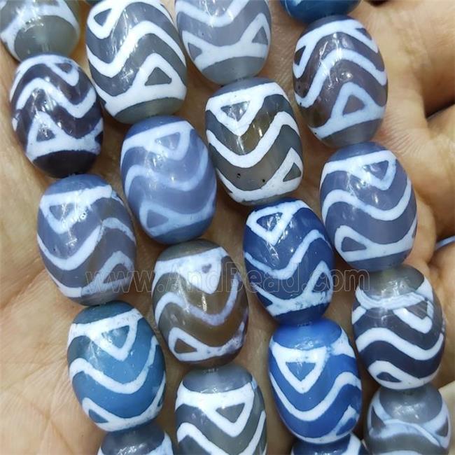 Blue Tibetan Agate Barrel Beads