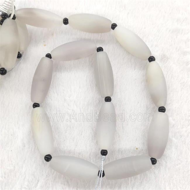 Natural Gray Agate Rice Beads Matte