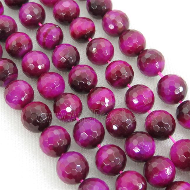hotpink Tiger eye stone beads, faceted round