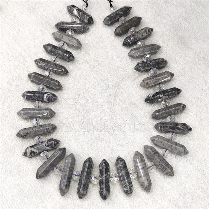 Gray Map Jasper Bullet Beads, approx 832mm (GB16344)