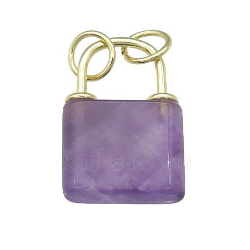 purple Amethyst Lock pendant, gold plated