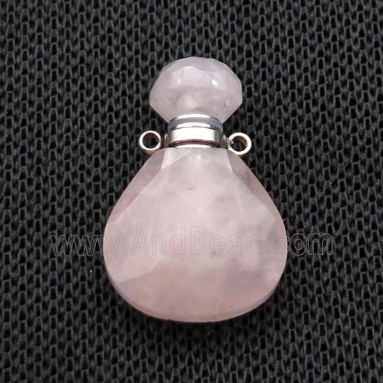 Natural Pink Rose Quartz Perfume Bottle Pendant