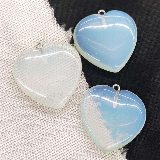 White Opalite Heart Pendant