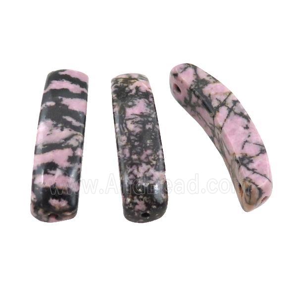 Natural Chinese Rhodonite bracelet Connector Pink Curving
