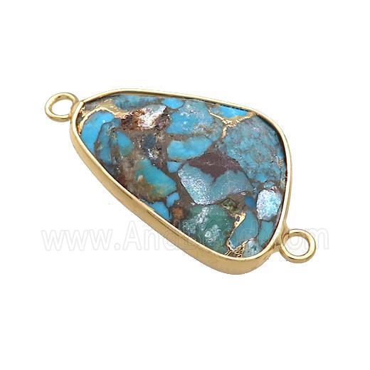 Blue Mosaic Turquoise Triangle Connector Faceted Gold Plated