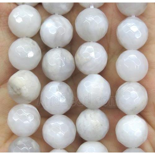 white Chinese Crazy Agate beads, faceted round