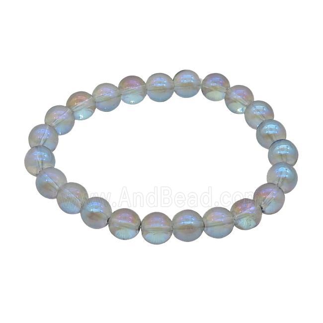 Grayblue Crystal Glass Bracelet Stretchy, approx 8mm dia (GS2438 