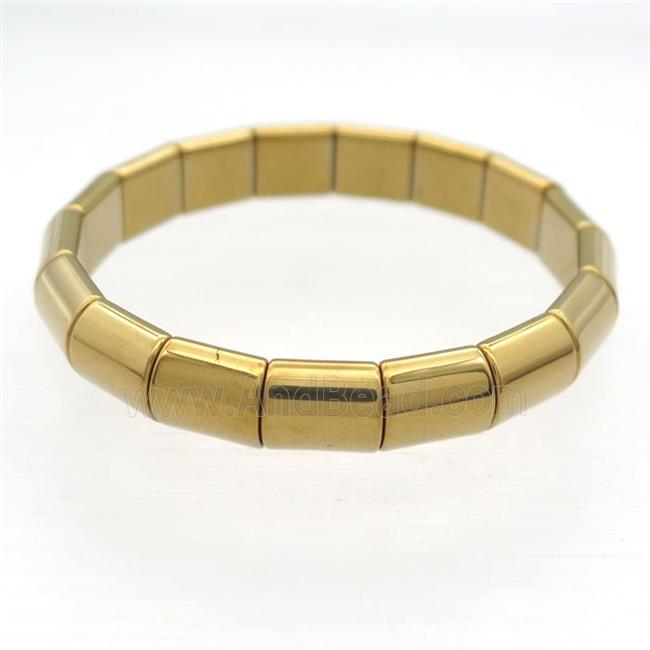 Hematite Bracelet Stretchy Gold Plated