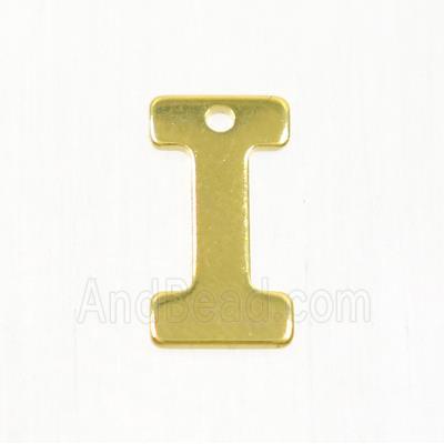 stainless steel letter I pendant, gold plated