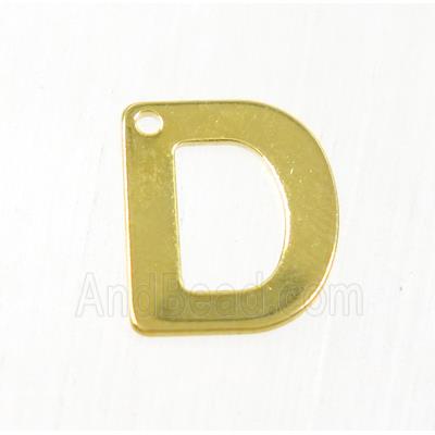 stainless steel letter D pendant, gold plated