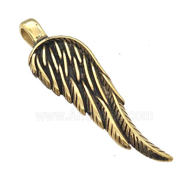 Stainless Steel Angel Wing pendant antique gold