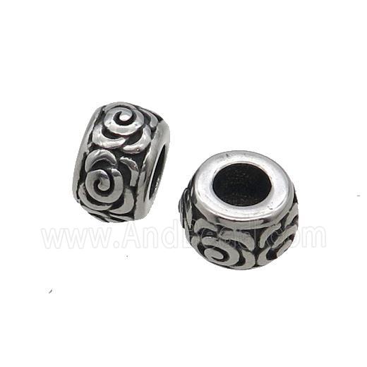 Stainless Steel Rondelle Beads Spacer Large Hole Antique Silver