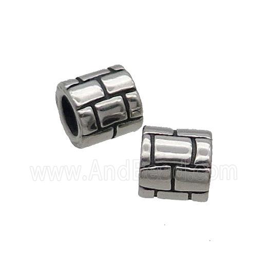 Stainless Steel Tube Beads Large Hole Antique Silver