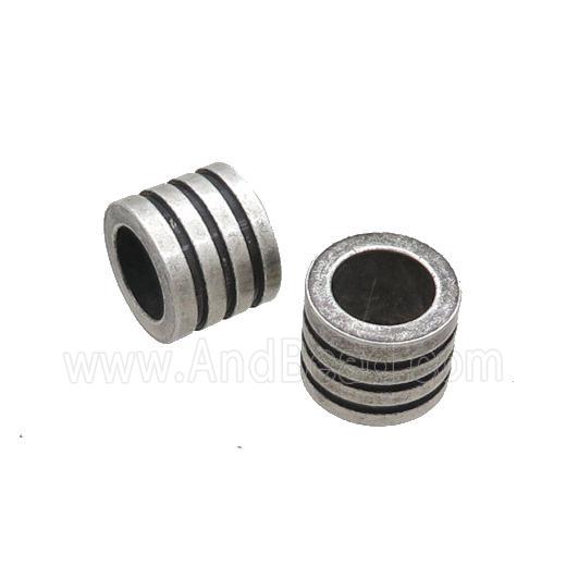 Stainless Steel Tube Beads Large Hole Antique Silver, approx 10mm, 6mm