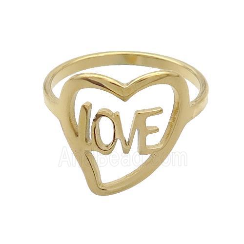 Stainless Steel Rings LOVE Heart Gold Plated